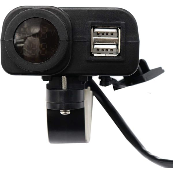12V 5V Motorcykel USB-laddare för 2.1A 12V Motorcykelladdare med LED Voltmeter Display Termometer