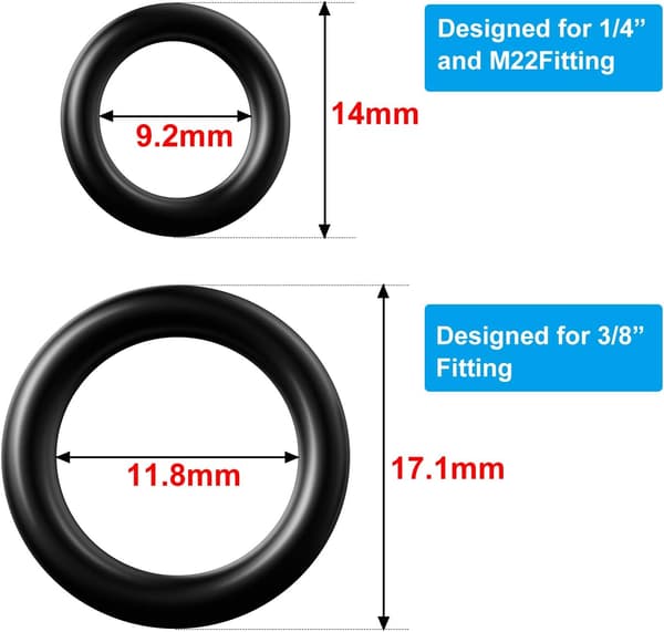 50-pakning trykkvask O-ring erstatning for 1/4\", 3/8\", M22 hurtigkoblinger
