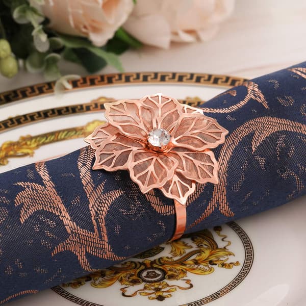 24 Pakk Serviettringer Legering Uthulet Blomstring Serviettholder Pynt Utsøkt Husholdning Blomster