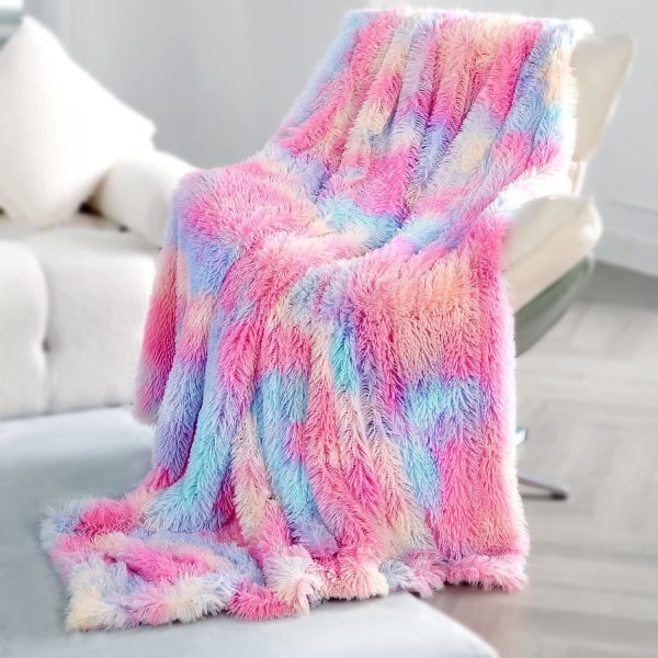 Filt, Every One is The Only Rainbow Blanket, Fluffy Blanket 130×160 cm, Faux Fur Throw Blanket, Soft Warm Blanket