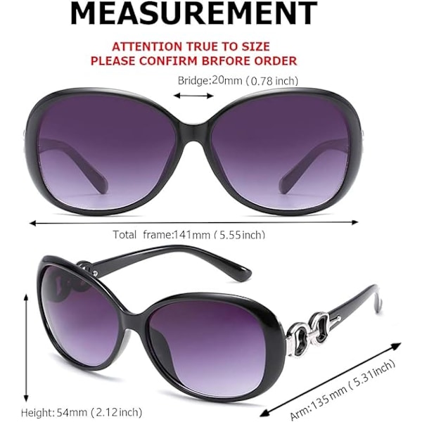 Solbriller unisex Vintage Big Frame Dame Shades UV400 Solbriller Black