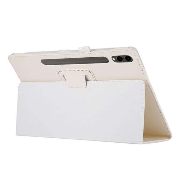 Til Samsung Galaxy Tab S10+ Etui Bi-Fold Stand Læder Tablet Cover Litchi Tekstur - Hvid