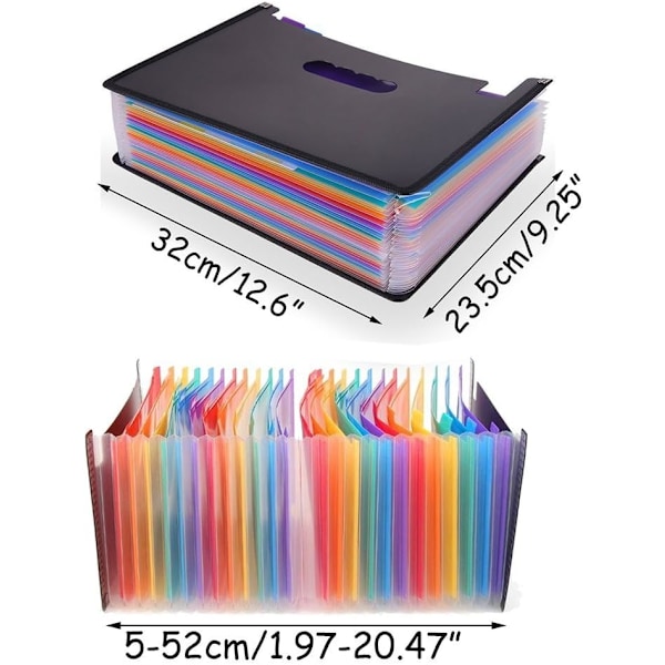 A4 Harmonika Kuffertsorter, 24 Lomme Lommemappe, Udvidelig Dokumentholder