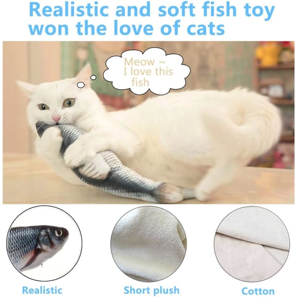 Inomhuskattleksaker, USB fiskar med mjuk tallrik, katt- och hundleksaker interaktiva kattleksaker och kattmyntapåsar, realistiska katter och kattungar som rör sig fiskar
