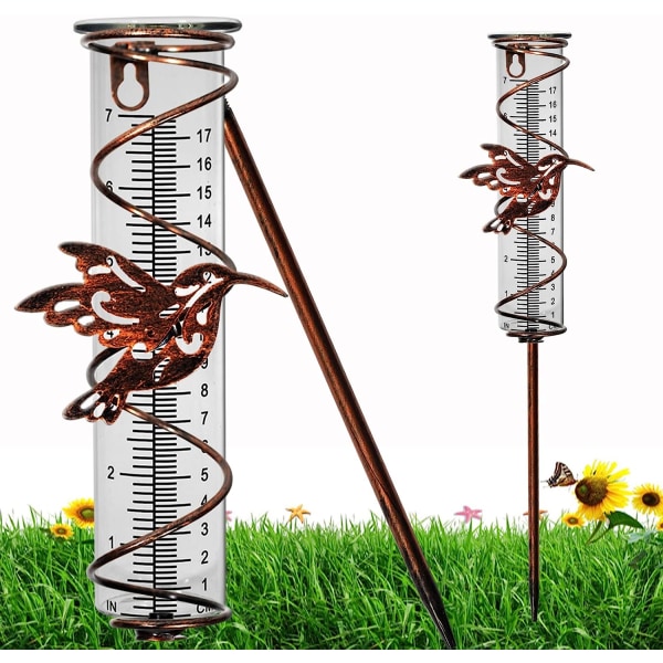 Regnmätare med avtagbar spiralform, trädgårdsregnvattenmätare med metallram, ingen montering Regnmått (A)