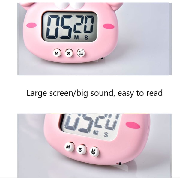 Køkkentimer, digital madlavningstimer med magnetisk, LCD-storskærmsvisuelt ur til madlavning Bagesportsspil pink 7.56 x 5.51 x 2.01 inches