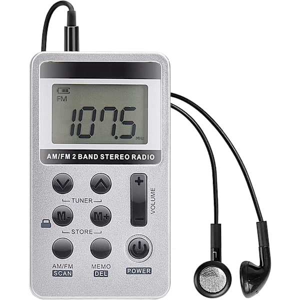 Bærbare AM FM-radioer, digitalt innstilte lommeradioer med optimal mottak, personlige Walkman-radioer