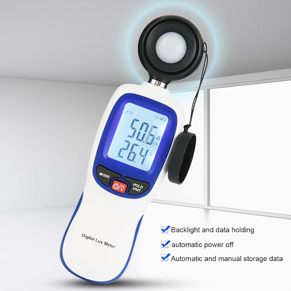 Digitalt Luxmeter WT81 Lux Meter Bærbar Lysmåler Tester 0-200 000 Lux Test Illuminometer Lysstyrke Tester Data Lagring