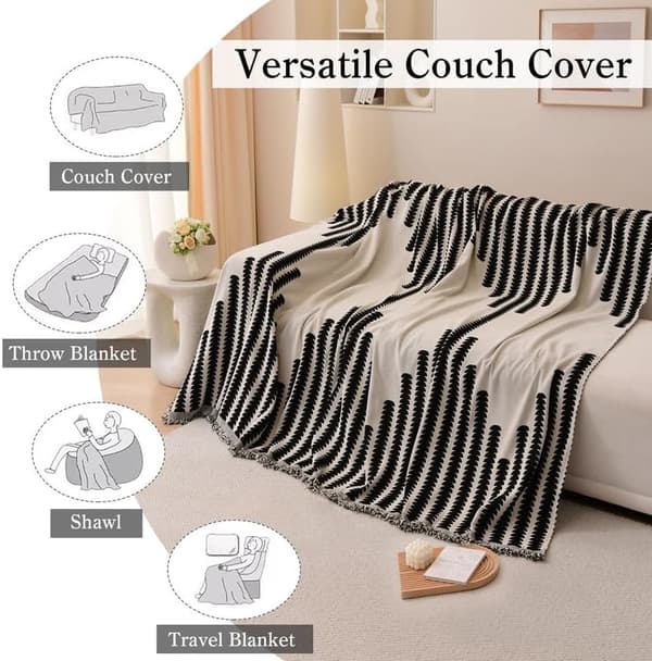Sofföverdrag Mjukt Slitstarkt Vändbart Chenille Sofföverdrag Sofföverdrag Modernt Rutigt Universellt Möbelöverdrag för 2-sits Soffa, Grå, 180*260cm 180*260cm Grey