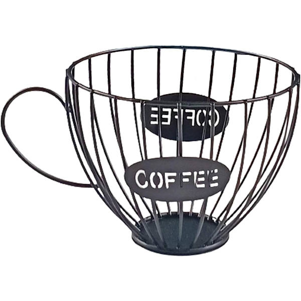 Kaffepodsorganisatör i nordisk stil av järn, kaffeförvaringskopp, kaffeförvaringskorg för diskbänk, kaffeförvaringshållare, kaffeaccessoarer, svart