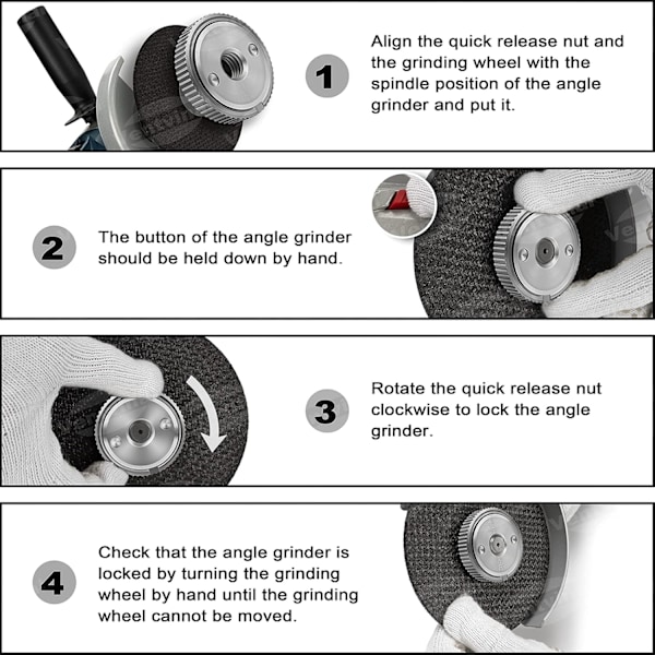 Snabbspännmutter SDS Clic M14, för alla vinkelslipar AEG, Black & Decker, Dewalt, Flex, Hitachi, Metabo, Makita etc. (1x spännhylsa)