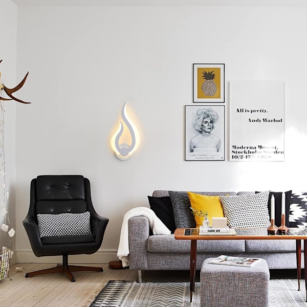 LED-vegglamper, 9W, varm, flammeform, akryl, innendørsbelysning, for stue bad korridor soverom