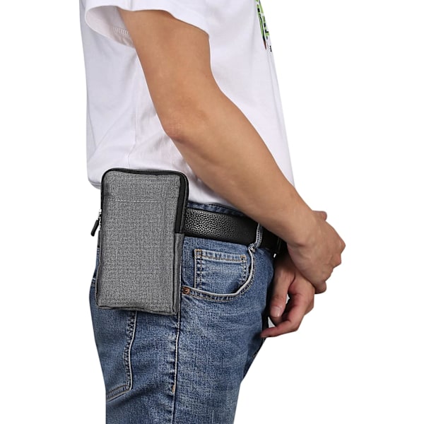 Matkapuhelimen olkalaukku, matkapuhelimen vyöklipsikotelo, olkalaukku vetoketjullinen crossbody grey Large size