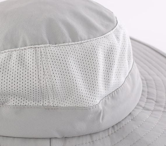 Utomhus UPF50+ Mesh Solhatt Bred Brätte Fiskehatt med Nackskydd GRAY