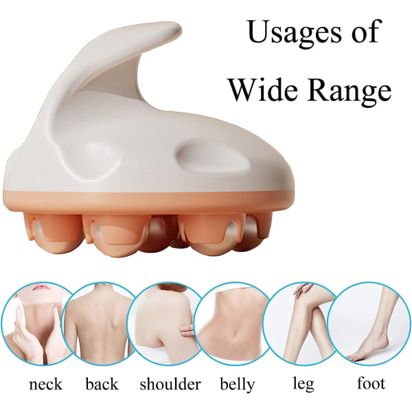 Håndholdt massasjeapparat, massasjeapparat for hele kroppen med rulleballmassasjeapparat manuell 360-graders rulle