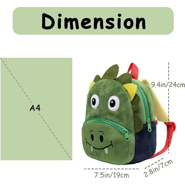 Baby Ryggsäck Dagis, Barnryggsäck 3D Enhörning Dinosaurie Ryggsäck Förskole Plush Ryggsäck Söt Grundskole Ryggsäckar