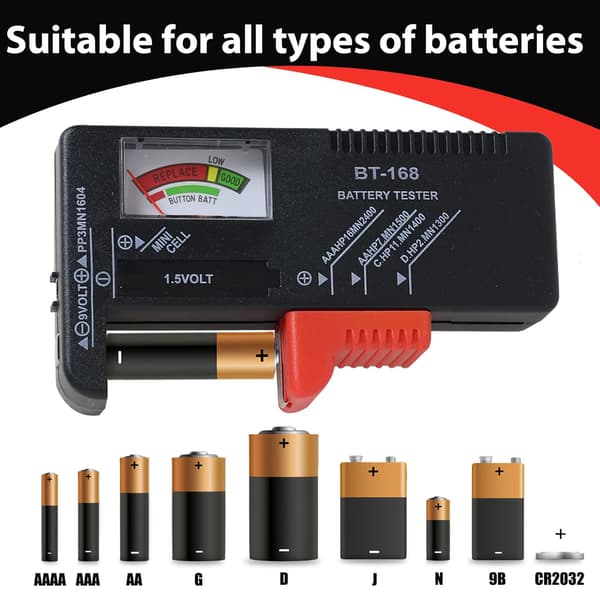 Universal Batteritester, Batteritester, Bærbar Batterispændingstester, Husholdningsbatteritester