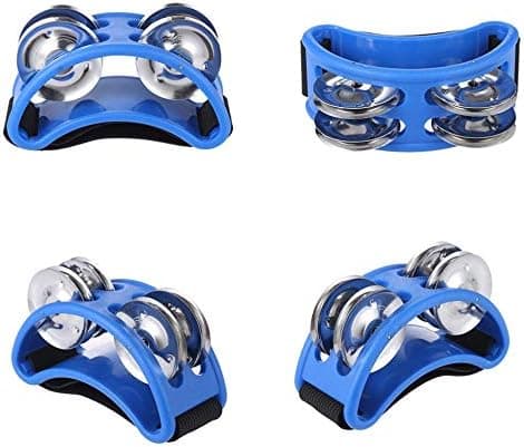 Tamburin för gitarrpercussion med metallklockor för trumtillbehör (blå)