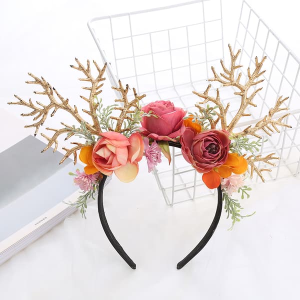 Renn horn diadem blommor älg kläder accessoarer