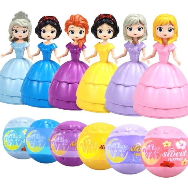 Mini Princess Figurer, 6ST Födelsedagstårta för flickor Topper Dekorationer Lek Set
