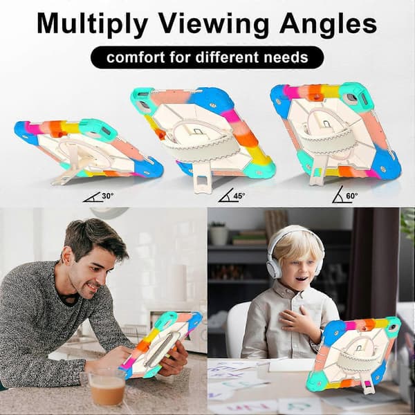 Fodral för iPad 10.9 (2022) Silikon+PC Ställ Tablet Skydd med Handrem, Axelrem