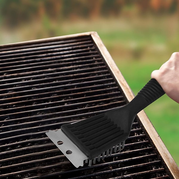 4 stk grillbørste grillrengjøring grillbørste i rustfritt stål grillbørstebørste (svart, 21*7 cm)