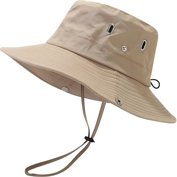 Fiskarhatt för Män och Kvinnor Andningsbar Fiskehatt Solhatt med Hakrem UV-skydd Sommar för Utomhus Klättring Camping Gray