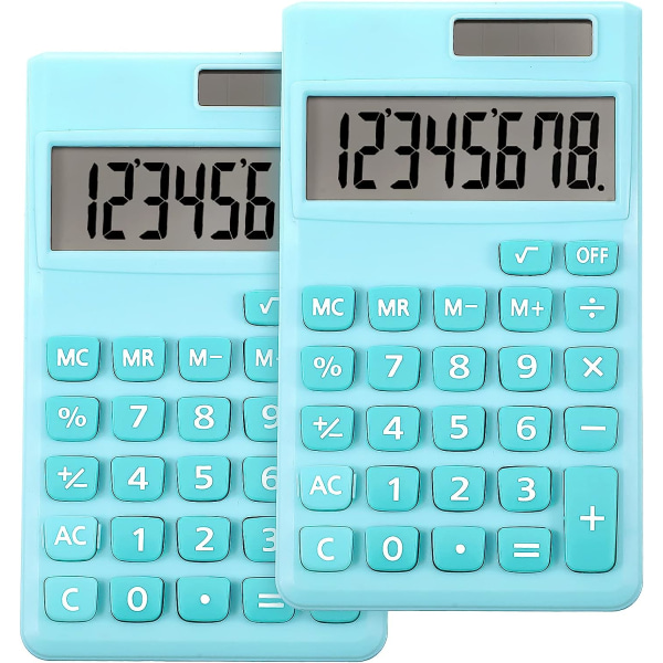 2 delar Basic Standard Miniräknare Mini Digital Desktop Miniräknare med 8-siffrig LCD-skärm