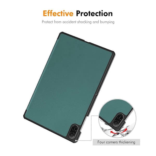 För Honor Pad X8a Trefaldigt Ställ Skydd PU Läder+PC Tablet Fodral - Mörkblå