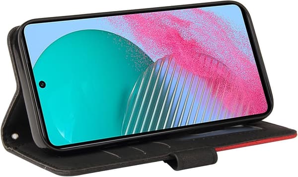 Samsung Galaxy A05S Etui Geometrisk, Stødsikkert Wallet Etui PU Læder med Kortlommer Foldbart Stativ - Sort