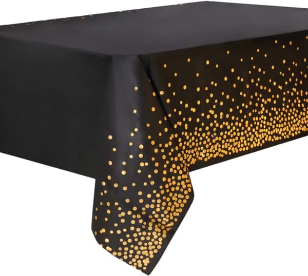 10 pakker sorte og guld festduge, engangsduge, borddækning til fest, 274x137cm (SORT GULD-10 PAKKER) Black