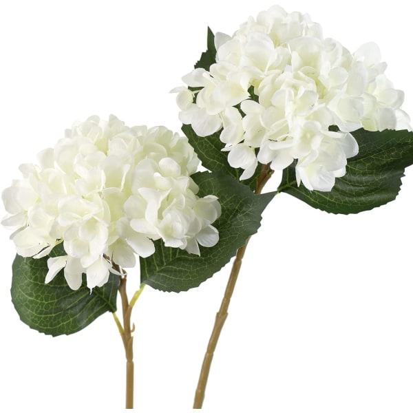 5 st konstgjorda sidenhortensior, blomsterarrangemang dekoration 47 cm White