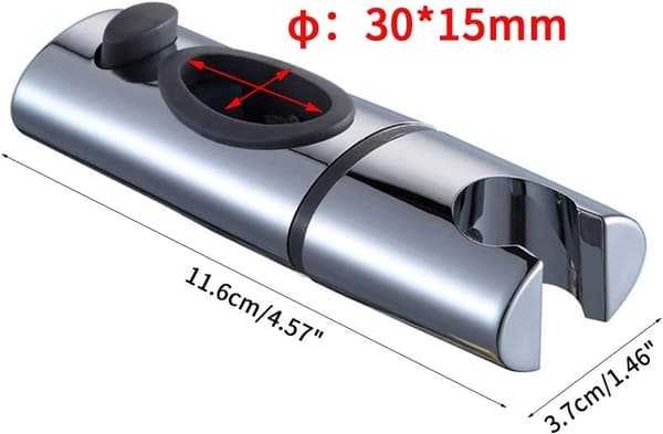 Chrome ABS Dusjhodeholder Dusjholder Klips på Dusjstang Hånddusjholder 360° Rotasjon for Bad Oval,S