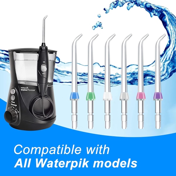 Ersättningstips för Waterpik Water Flosser, kompatibla med Waterpik Oral Irrigator (6 klassiska jet-tips)