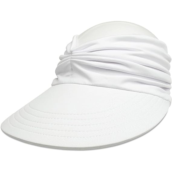 Dam solskydd keps bred brätte sommar UV-skydd strand sport keps，vit