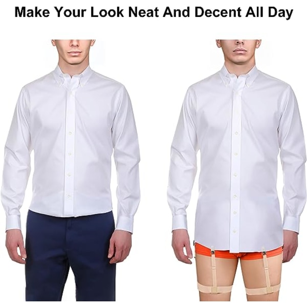 Skjorteholder for menn, 1 par, elastisk, justerbar skjorteholder, skjorteholderstropp med låsemekanisme og sklisikre klips
