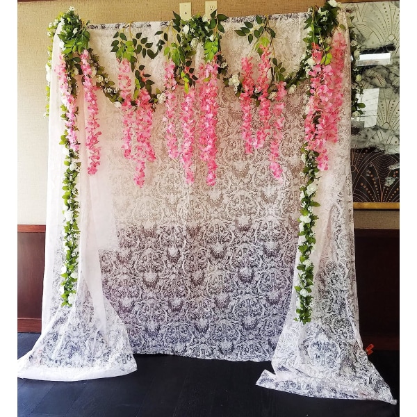 Falska hängande blommor 12 st 3,75 fot/stycke konstgjord blåregn Vine Ratta hängande girland för festbröllopsdekor (rosa)