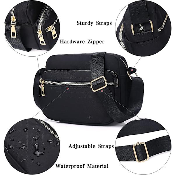 Kvinnor Cross Body Väska Liten Multi-ficka Nylon Vattentät Axelväska Casual Resväska För Damer Flickor Daglig Användning
