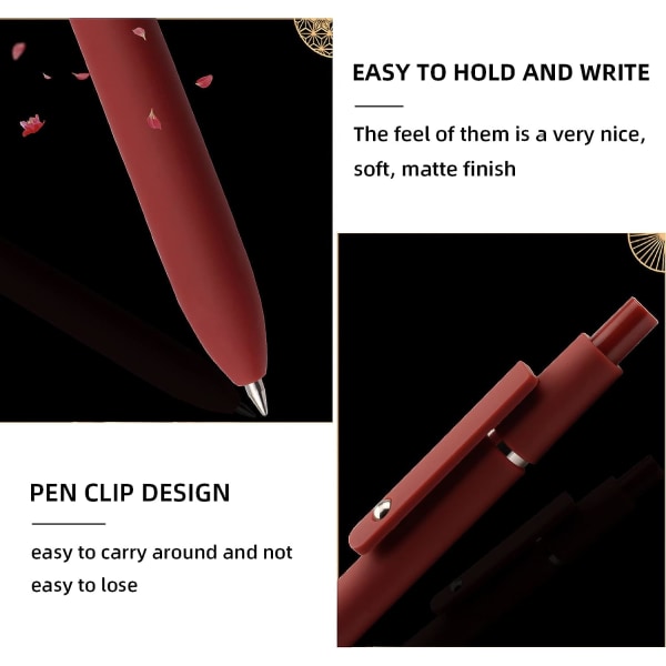 Gelpennor, 10 st 0,5 mm svarta bläckpennor Finpunktsslätskrivande pennor med metallklämma indragbara pennor för journalföring (vintage)