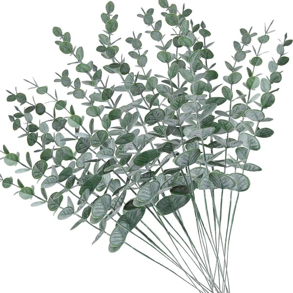 20 stk. kunstige eukalyptusstammer, korte kunstige eukalyptusgrene, falske eukalyptusblade, grene til dekoration