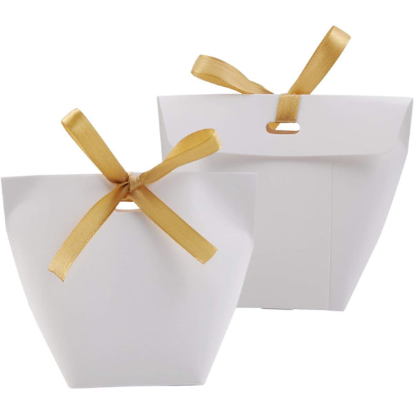 Kraftpappersgodisaskar, söta bröllopsfavoritaskar, DIY-festpresentpåsar, kreativa pappersgodislådor, vita, 50-pack