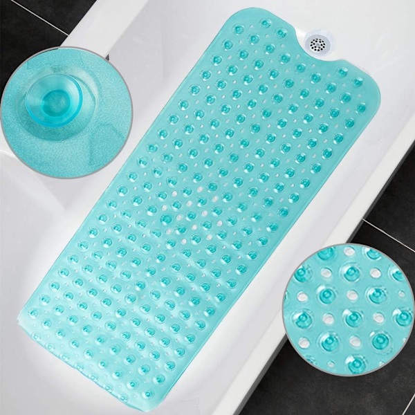 Badekarmatte 30% Ekstra Lang Dusjmatte Sklisikker Anti-Skli Badematte med 200 Sugkopper, 16 x 40 tommer Transparent Green 16 x 40 in