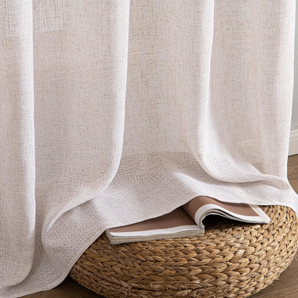 Set med 2 Genomskinliga Gardiner med Öglor, Gardiner för Två Balkongdörrar, Gardiner för Vardagsrum Sovrum, 241x132cm (HxB) Negro