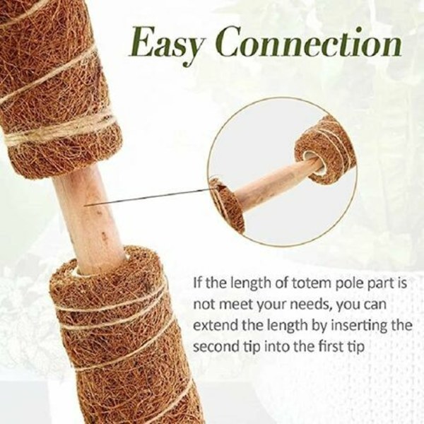 2 kpl kasvikeppiä kookoskuitukeppiä, kasvitolppa kookoskuitutikkua, totem-tolppa kookoskuitutotem-tolppa (40 cm)