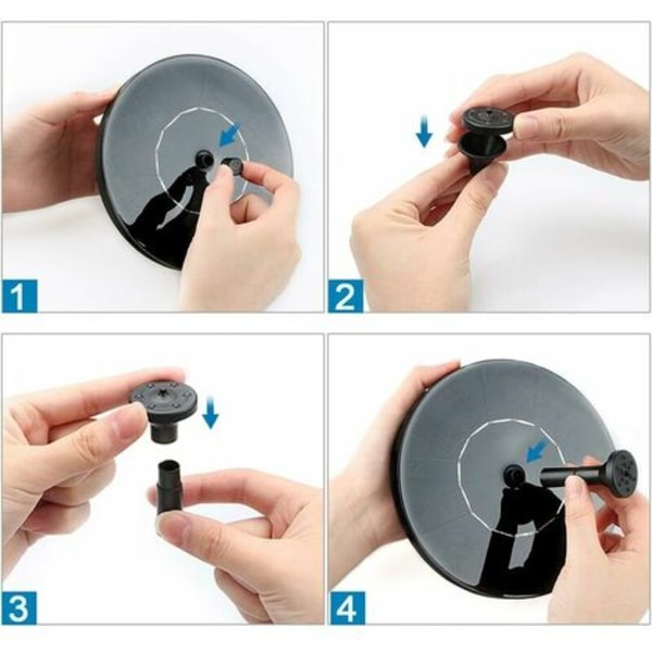 Solcelledrevet fontene - Solcelledrevet vannpumpe 1,4 W monokrystall solcelledrevet flytende fontene - Enkel å bruke solcelledrevet fontenepumpe - 2 stk