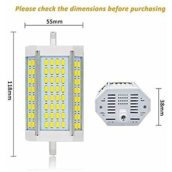 R7S LED 118mm 30W dæmpbar pære, 3200LM, kølig hvid 6000K, 200 graders lysstyrke, R7S 118mm dæmpbar LED-pære til væg-/gulvlampe/spotlight