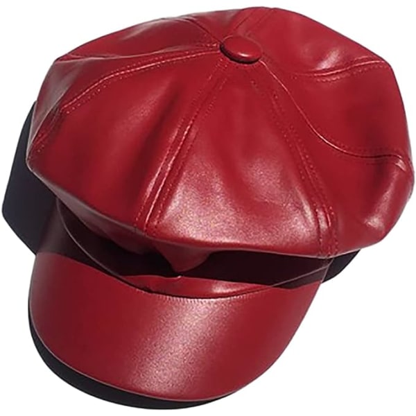 Kvinnors Fiddler Cap Newsboy Hat PU Läder Visir Beret Cap Paperboy Gatsby Hat