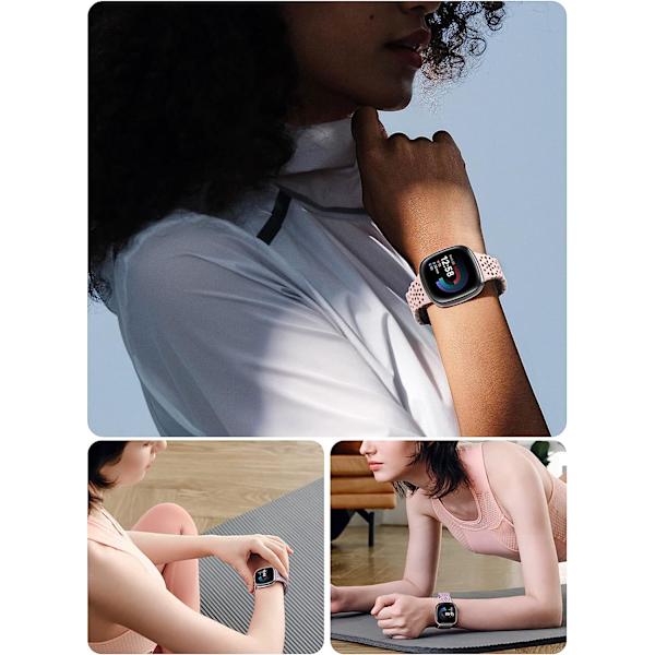 Sportstropper kompatible med Versa 4/Versa 3/Sense 2/Sense, [5-pakning] Myke TPU-erstatningsstropper, Damearmbånd - Lavendel/Rosa/Svart/Hvit/Furu Grønn