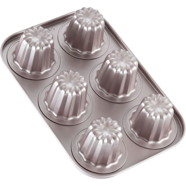 Muggekakeformsett, Non-Stick Cannele Muffin Bakeware Cupcake-form for Steking i Ovnen 6 cups