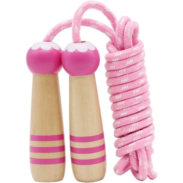 8,2 fot justerbart hopprep i bomull med trähandtag för pojkar och flickor Fitness utomhus (rosa)